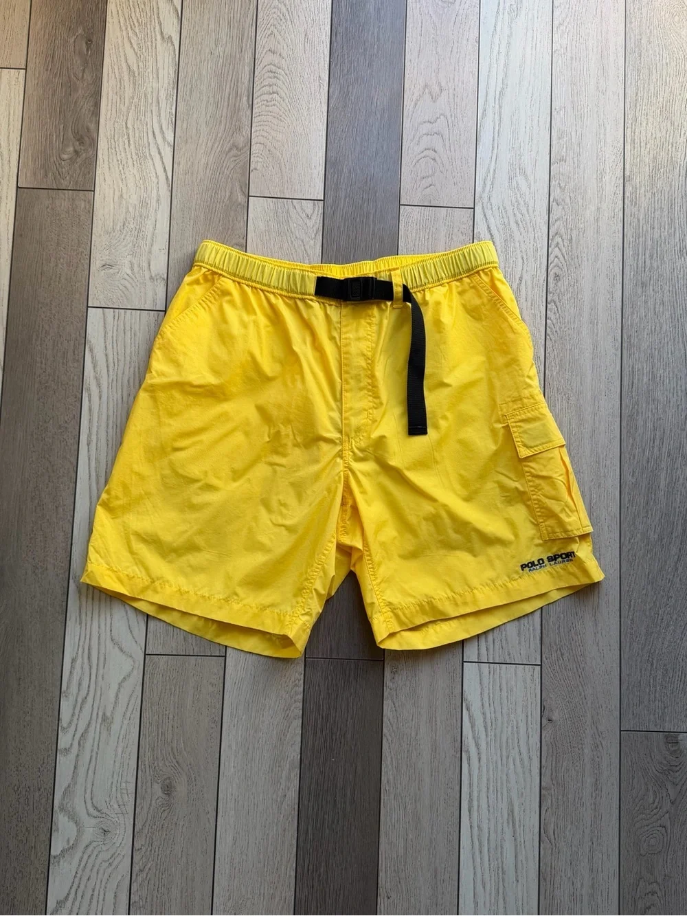 Polo Sport Yellow Cargo Swim Shorts with Webbing Belt Large